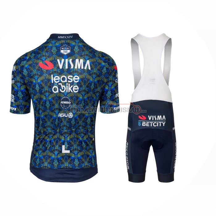 2024 Abbigliamento Ciclismo Jumbo Visma Blu Manica Corta e Salopette